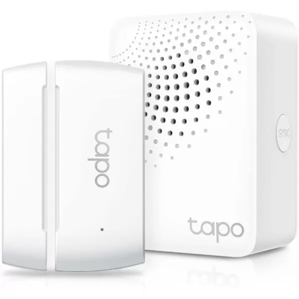 TPLink Tapo Door Sensor Mini REQUIRES Tapo Hub Long Battery Life w Sub1G LowPower Wireless protocol Contact Sensor 15mm Wide Gap Allowed RealTime Notification Smart Action Tapo T110Contact Sensor  Hub Bundle