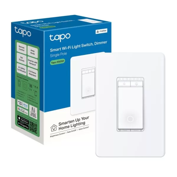 TPLink Tapo Smart Light Switch Matter Compatible Single Pole Neutral Wire Required Voice Control wSiri Alexa ampamp Google Home UL Certified Timer ampamp Schedule Guided Install Tapo S5052PackMatter Compatible