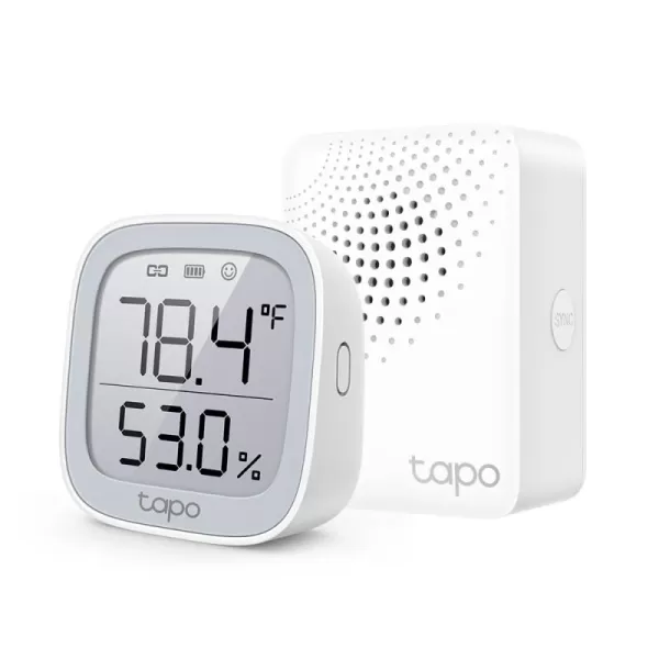 TPLink Tapo Smart Temperature and Humidity Monitor  Requires Tapo Hub  27quot EInk Display  SwissMade Sensor  LongLasting Performance  RealTime Notification  Visual Graphics  Tapo T315Temperature Sensor w Display  Hub Bundle