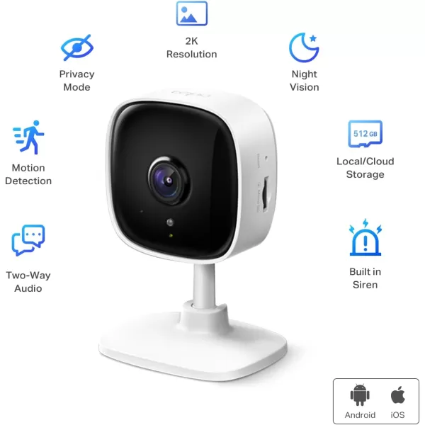 TPLink Tapo 2K Security Camera for Baby Monitor Dog Camera w Motion Detection 2Way Audio Siren Night Vision CloudampampSD Card StorageUp to 256GB Works w Alexa ampamp Google Home 4Pack Tapo C110P4White