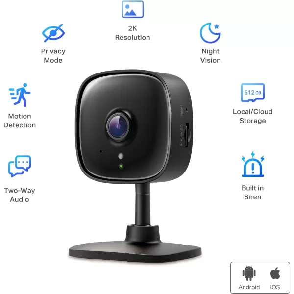 TPLink Tapo 2K Security Camera for Baby Monitor Dog Camera w Motion Detection 2Way Audio Siren Night Vision CloudampampSD Card StorageUp to 256GB Works w Alexa ampamp Google Home 4Pack Tapo C110P4Black