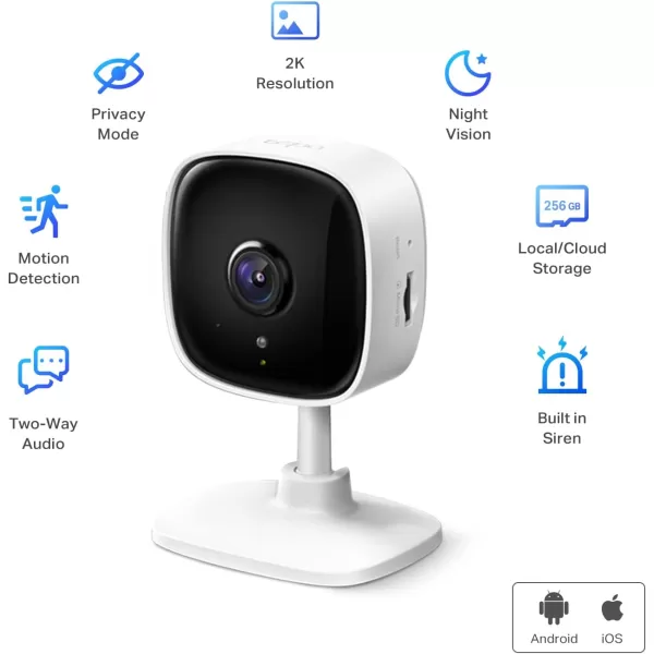 TPLink Tapo 2K Security Camera for Baby Monitor Dog Camera w Motion Detection 2Way Audio Siren Night Vision CloudampampSD Card StorageUp to 256GB Works w Alexa ampamp Google Home 4Pack Tapo C110P4White