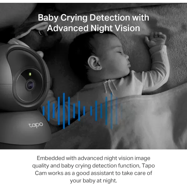 Tapo TPLink 2K PanTilt Indoor Security Camera for Baby Monitor Pet Camera  Motion Detection ampamp Tracking  2Way Audio  Cloud ampamp SD Card Storage  Works wAlexa ampamp Google Home  Black C211Black