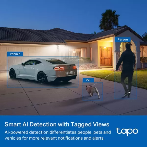 Tapo TPLink 2K QHD Floodlight Camera for Outdoor Security Wired 2800 Lumens 270 MotionActivated Free VehiclePerson Detection No Subscription Required Works wAlexa ampamp Google Home C720