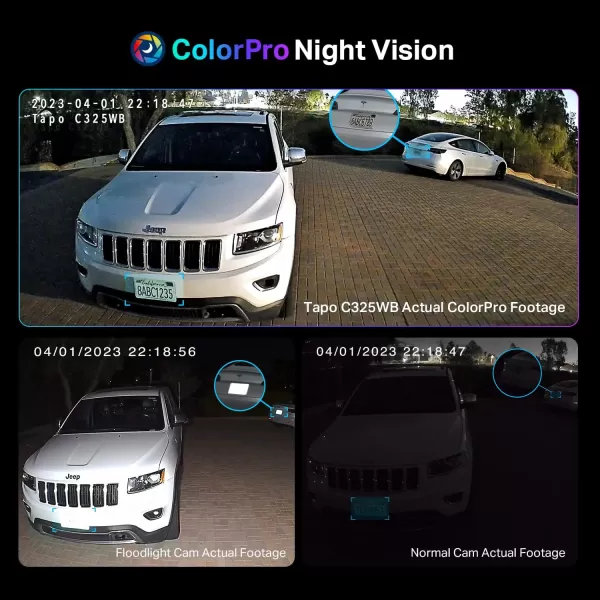 Tapo TPLink ColorPro WiFi Outdoor Camera  Plugin  Daylight Clarity at Night  2K QHD  PersonPetVehicle Detection  LocalCloud Storage  127 FOV  Builtin Siren C325WB2K Color Pro