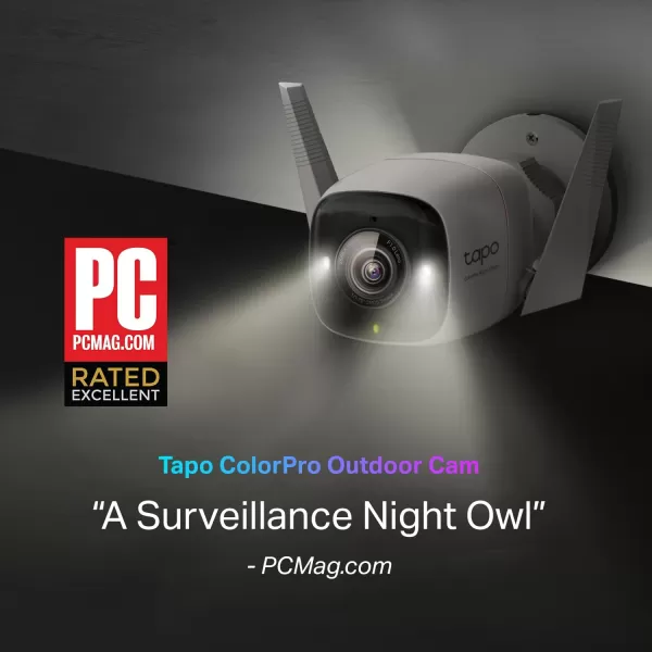 Tapo TPLink ColorPro WiFi Outdoor Camera  Plugin  Daylight Clarity at Night  2K QHD  PersonPetVehicle Detection  LocalCloud Storage  127 FOV  Builtin Siren C325WB2K Color Pro