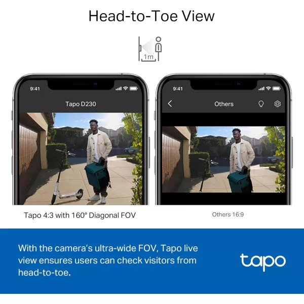 Tapo TPLink Smart Video Doorbell Camera Battery Powered Chime Included 2K 5MP Color Night Vision 2Way Audio Free AI Detection CloudSD Card Storage Works wAlexa ampamp Google Home D230S1