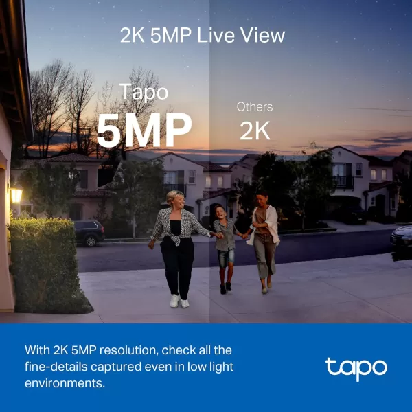 Tapo TPLink Smart Video Doorbell Camera Battery Powered Chime Included 2K 5MP Color Night Vision 2Way Audio Free AI Detection CloudSD Card Storage Works wAlexa ampamp Google Home D230S1