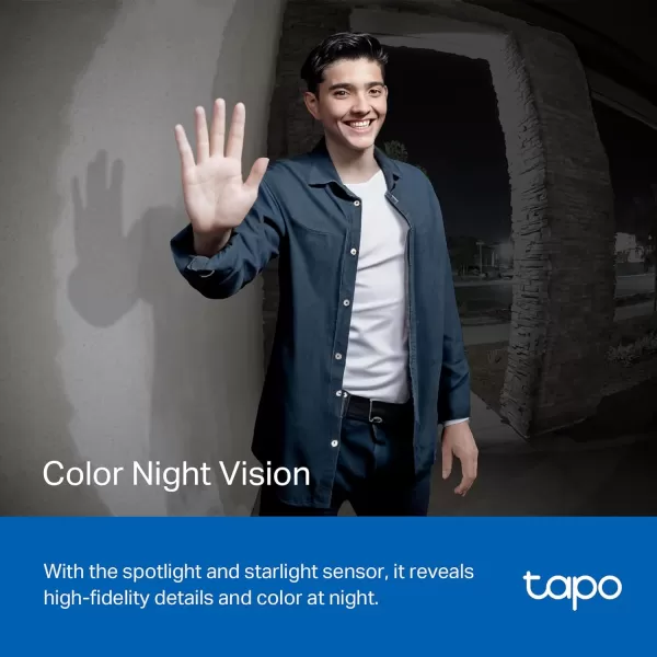 Tapo TPLink Smart Video Doorbell Camera Battery Powered Chime Included 2K 5MP Color Night Vision 2Way Audio Free AI Detection CloudSD Card Storage Works wAlexa ampamp Google Home D230S1