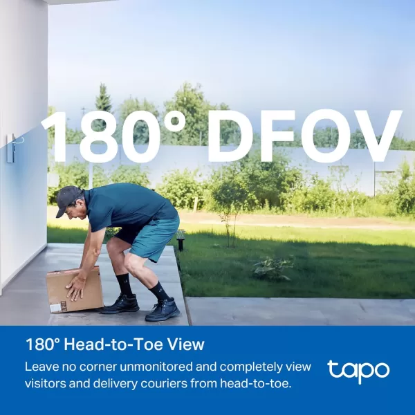 Tapo TPLink Video Doorbell  Battery or Wired  180 UltraWide HeadtoToe View  Ring Call  2K QHD  Free PackagePerson Detection  Local ampamp Cloud Storage  Full Color Night Vision D225Battery Powered  Wired
