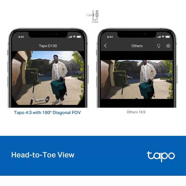 Tapo TPLink Video Doorbell  Battery or Wired  180 UltraWide HeadtoToe View  Ring Call  2K QHD  Free PackagePerson Detection  Local ampamp Cloud Storage  Full Color Night Vision D225Wired