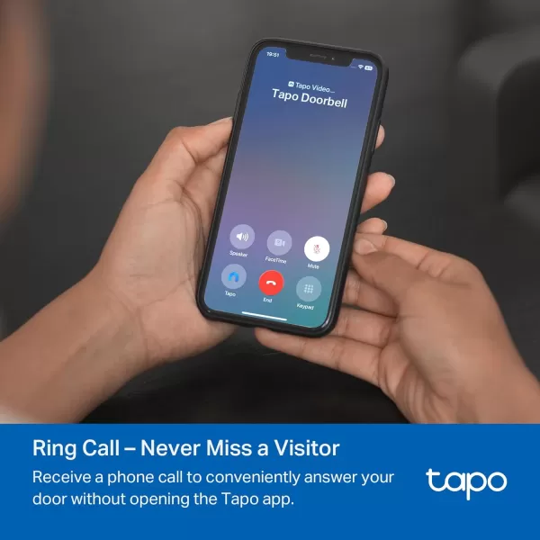 Tapo TPLink Video Doorbell  Battery or Wired  180 UltraWide HeadtoToe View  Ring Call  2K QHD  Free PackagePerson Detection  Local ampamp Cloud Storage  Full Color Night Vision D225Battery Powered  Wired