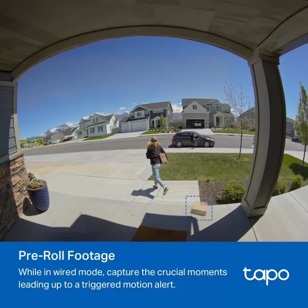 Tapo TPLink Video Doorbell  Battery or Wired  180 UltraWide HeadtoToe View  Ring Call  2K QHD  Free PackagePerson Detection  Local ampamp Cloud Storage  Full Color Night Vision D225Battery Powered  Wired