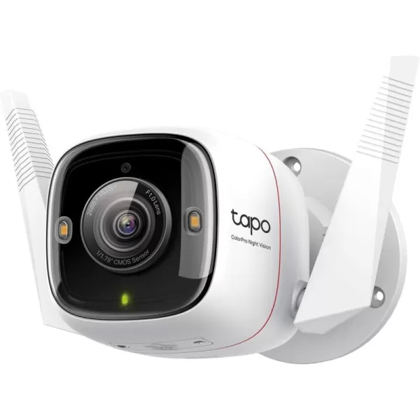 Tapo TPLink ColorPro WiFi Outdoor Camera  Plugin  Daylight Clarity at Night  2K QHD  PersonPetVehicle Detection  LocalCloud Storage  127 FOV  Builtin Siren C325WB2K Color Pro