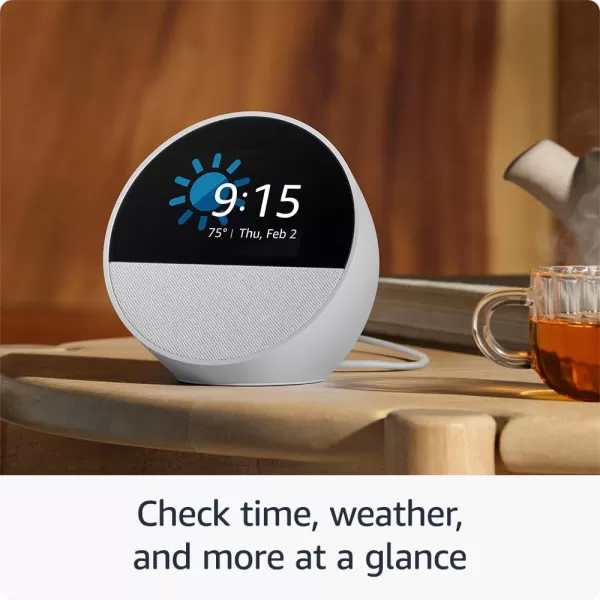 Allnew Amazon Echo Spot 2024 release Smart alarm clock for your nightstand  Alexa Ocean BlueBlack