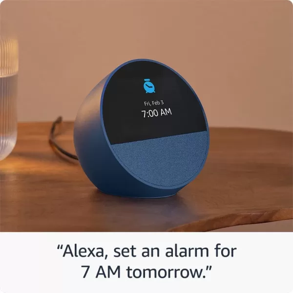 Allnew Amazon Echo Spot 2024 release Smart alarm clock for your nightstand  Alexa Ocean BlueOcean Blue