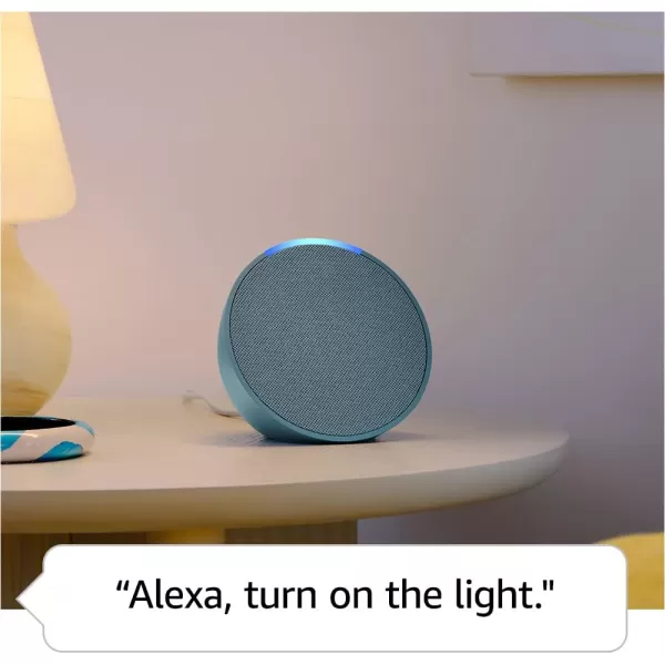 Amazon Echo Pop  Alexa fits in anywhere bedroom living room bathroom office and small spaces  Glacier WhiteLavender Bloom