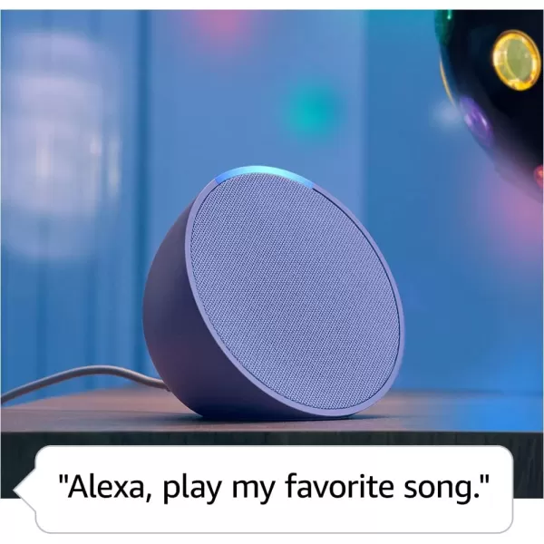 Amazon Echo Pop  Alexa fits in anywhere bedroom living room bathroom office and small spaces  Glacier WhiteLavender Bloom
