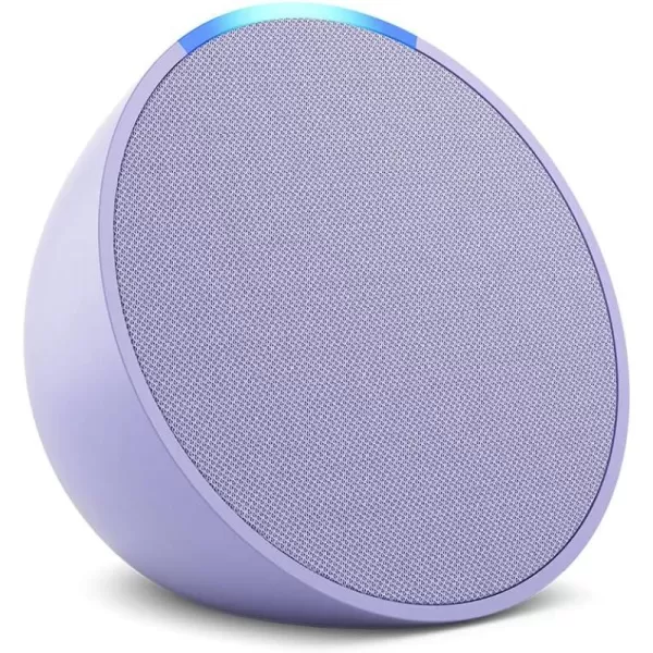 Amazon Echo Pop  Alexa fits in anywhere bedroom living room bathroom office and small spaces  Glacier WhiteLavender Bloom