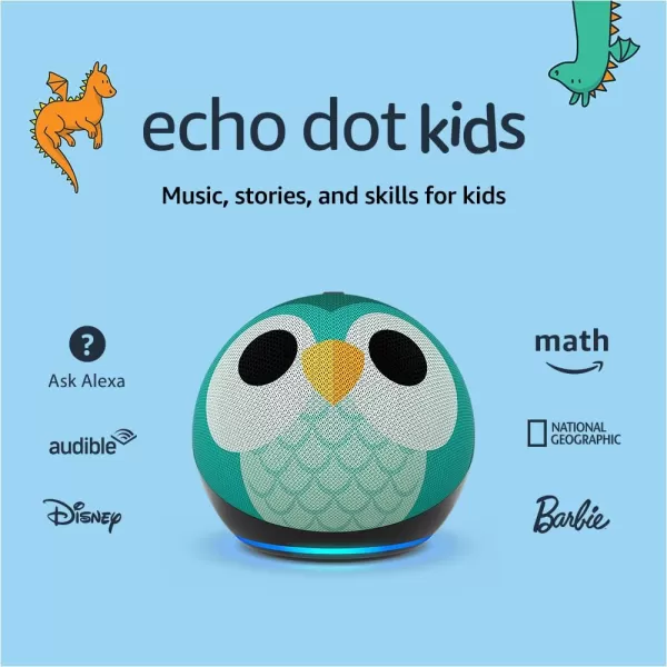 Amazon Echo Dot 5th Gen 2022 release Kids  Designed for kids with parental controls  OwlOwl