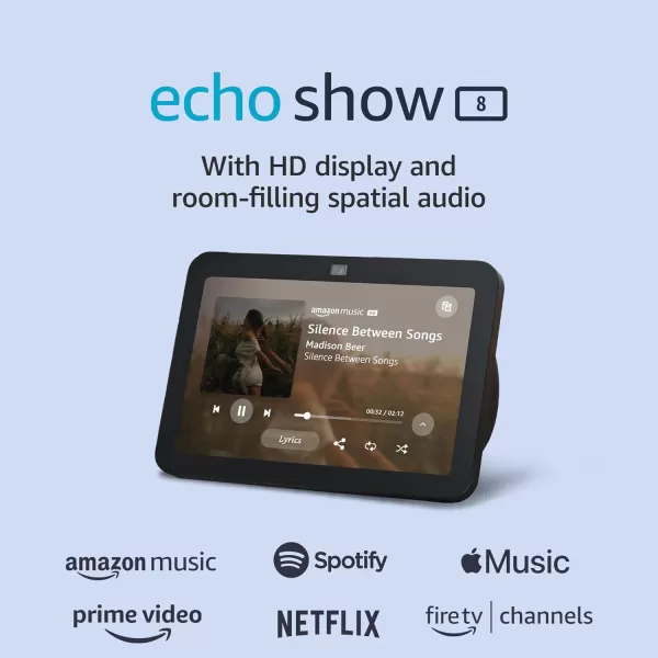 Amazon Echo Show 8 3rd Gen 2023 release  With Spatial Audio Smart Home Hub and Alexa  CharcoalCharcoal