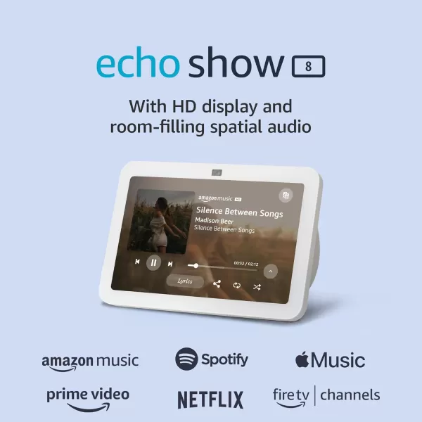 Amazon Echo Show 8 3rd Gen 2023 release  With Spatial Audio Smart Home Hub and Alexa  CharcoalGlacier White