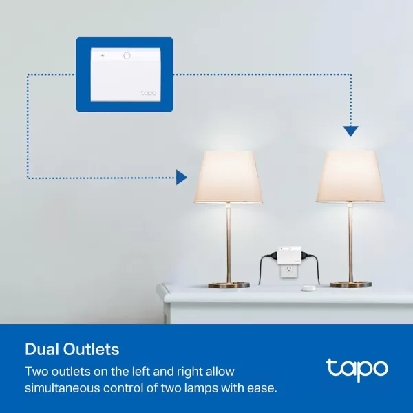 TPLink Tapo Smart Dimmer Plug KIT Matter Compatible Wireless Dimmer Button Dual Outlets Max Power 300W Works wApple Home Alexa ampamp Google Home ETL Certified 24G WiFi White Tapo P135 KITMatter Compatible