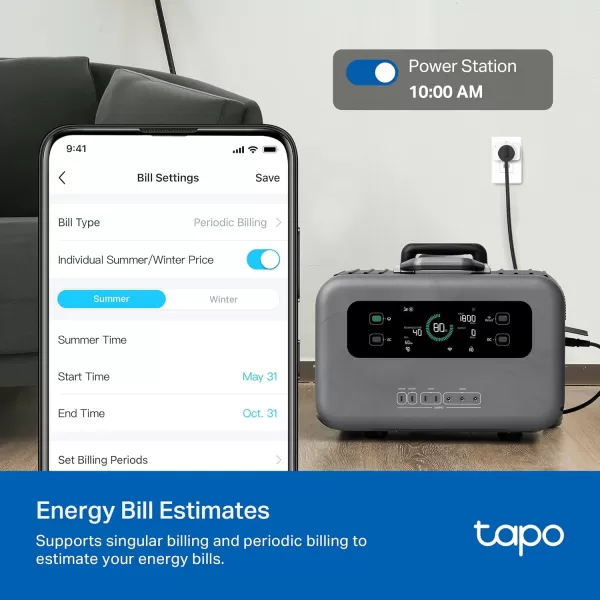 TPLink Tapo Smart Plug Mini 15A Smart Home WiFi Plug Super Easy Setup Compatible with Alexa ampamp Google Home No Hub Required UL Certified 24G WiFi Only White Tapo P1054PackEnergy Monitoring