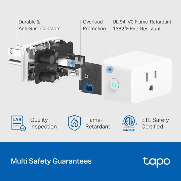 TPLink Tapo Smart Plug Mini 15A Smart Home WiFi Plug Super Easy Setup Compatible with Alexa ampamp Google Home No Hub Required UL Certified 24G WiFi Only White Tapo P1054PackEnergy Monitoring