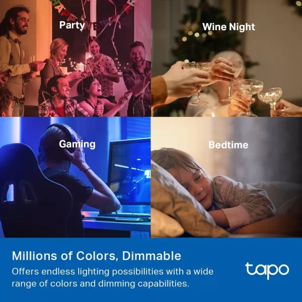 Tapo TPLink Smart Light Bulbs 1100 Lumens High Brightness 75W Equivalent MatterCertified 16M Colors WiFi Light Bulb Dimmable Works wSiri Alexa ampamp Google Home A19 E26 L535E2PackMulticolor