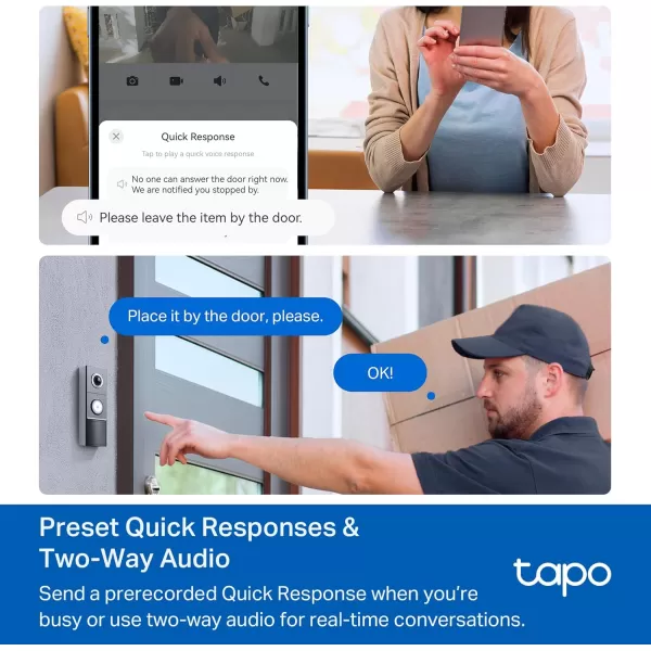 Tapo TPLink Video Doorbell  Battery or Wired  180 UltraWide HeadtoToe View  Ring Call  2K QHD  Free PackagePerson Detection  Local ampamp Cloud Storage  Full Color Night Vision D225Battery Powered  Wired