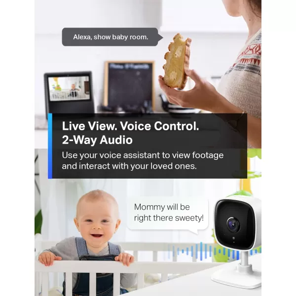 Tapo by TPLink 1080P Indoor Security Camera for Baby Monitor Pet Camera wMotion Detection 2Way Audio Night Vision Cloud ampamp SD Card Storage Works wAlexa ampamp Google Home Black C1014PackWhite