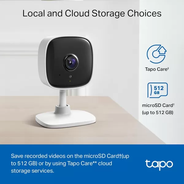 Tapo by TPLink 1080P Indoor Security Camera for Baby Monitor Pet Camera wMotion Detection 2Way Audio Night Vision Cloud ampamp SD Card Storage Works wAlexa ampamp Google Home Black C1014PackWhite