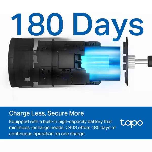 Tapo by TPLink Wireless Outdoor Security Camera 1080P Up to 180 Days Battery Life Free Person Detection SDCloud Storage Spotlight Color Night Vision Alarm No Hub Needed Black C403