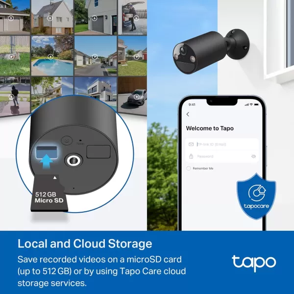 Tapo by TPLink Wireless Outdoor Security Camera 1080P Up to 180 Days Battery Life Free Person Detection SDCloud Storage Spotlight Color Night Vision Alarm No Hub Needed Black C403