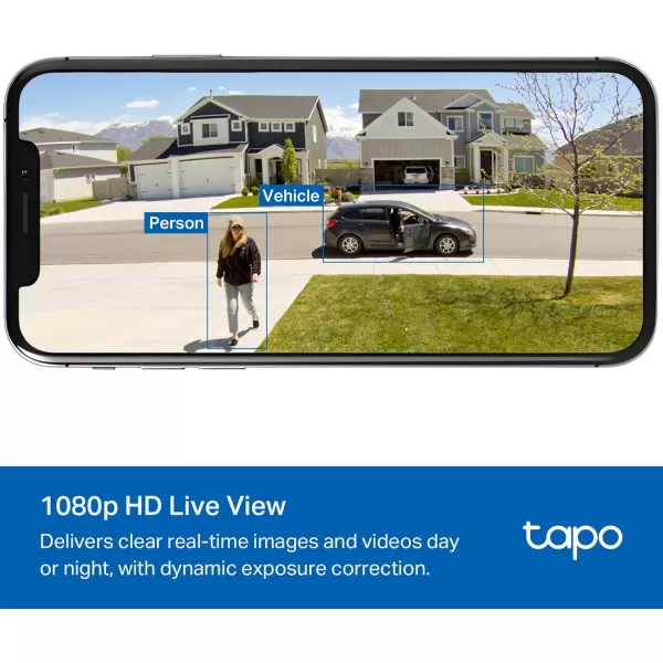 Tapo by TPLink Wireless Outdoor Security Camera 1080P Up to 180 Days Battery Life Free Person Detection SDCloud Storage Spotlight Color Night Vision Alarm No Hub Needed Black C403