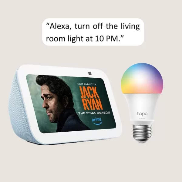 Echo Show 5 with TPLink Tapo Smart Color BulbCloud Blue