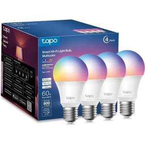 imageTapo TPLink Smart Light Bulbs 1100 Lumens High Brightness 75W Equivalent MatterCertified 16M Colors WiFi Light Bulb Dimmable Works wSiri Alexa ampamp Google Home A19 E26 L535E4Pack800 Lm Multicolor