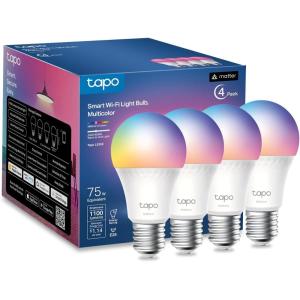 imageTapo TPLink Smart Light Bulbs 1100 Lumens High Brightness 75W Equivalent MatterCertified 16M Colors WiFi Light Bulb Dimmable Works wSiri Alexa ampamp Google Home A19 E26 L535E4Pack1100 Lm Multicolor