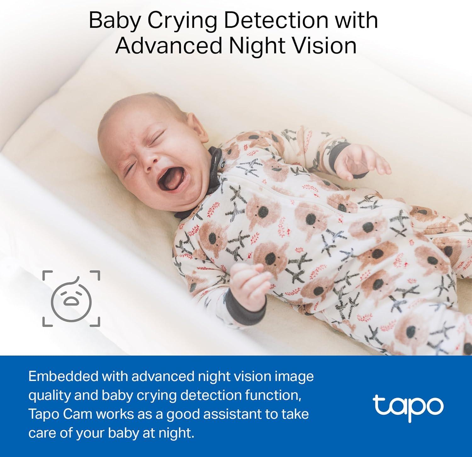 imageTapo 1080p IndoorOutdoor Security Camera  Free PersonMotionBaby Cry Detection Color Night Vision IP65 Weatherproof SDCloud Storage Works wAlexa ampamp Google Home HybridCamWhite