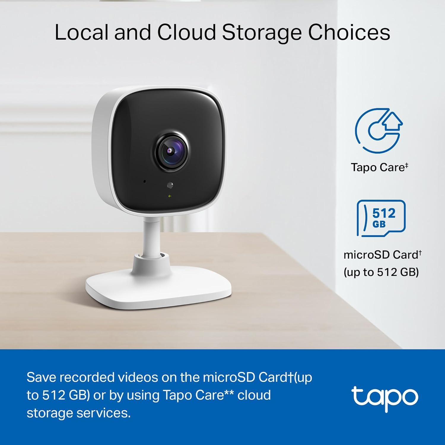 imageTapo 1080p IndoorOutdoor Security Camera  Free PersonMotionBaby Cry Detection Color Night Vision IP65 Weatherproof SDCloud Storage Works wAlexa ampamp Google Home HybridCamWhite