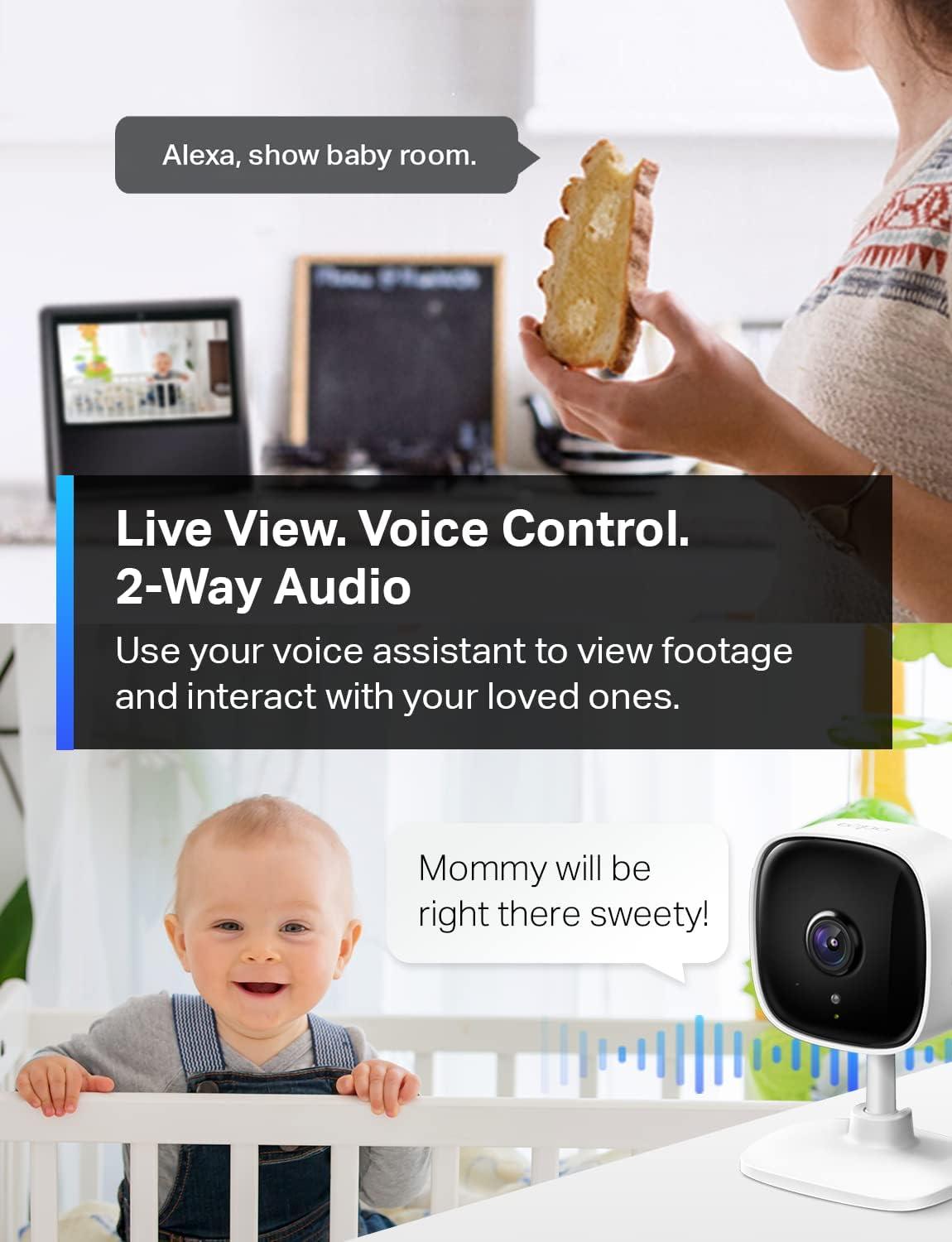 imageTapo 1080p IndoorOutdoor Security Camera  Free PersonMotionBaby Cry Detection Color Night Vision IP65 Weatherproof SDCloud Storage Works wAlexa ampamp Google Home HybridCamWhite