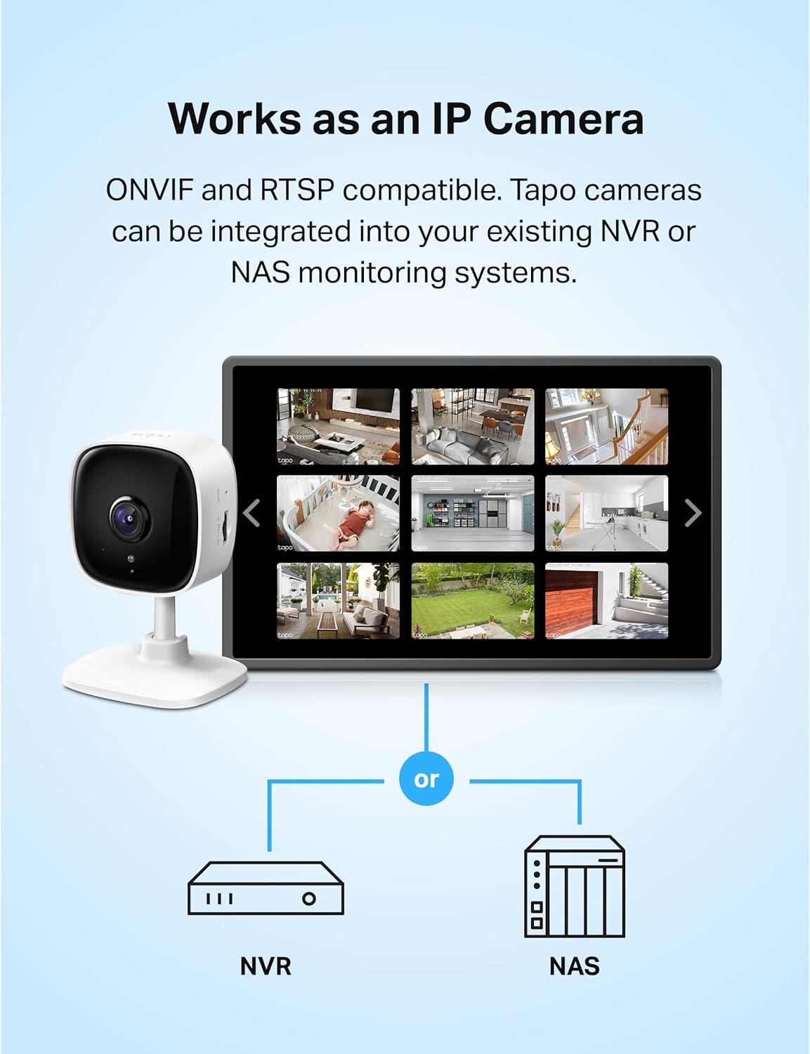 imageTapo 1080p IndoorOutdoor Security Camera  Free PersonMotionBaby Cry Detection Color Night Vision IP65 Weatherproof SDCloud Storage Works wAlexa ampamp Google Home HybridCamWhite