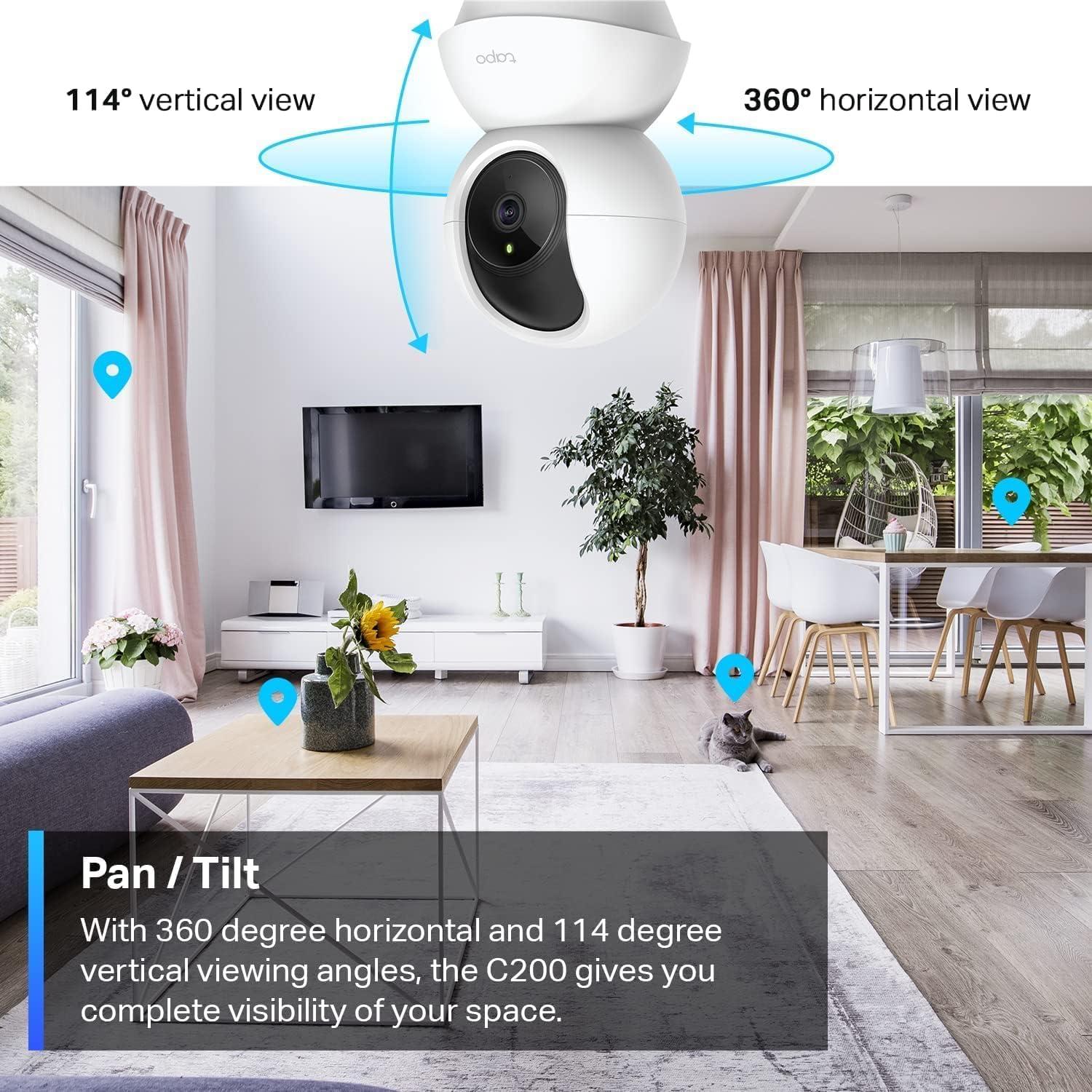 imageTapo 1080p PanTilt IndoorOutdoor Security Camera  Free PersonBaby Cry Detect ampamp Motion Track 360 Pan Color Night Vision SDCloud Storage Works wAlexa ampamp Google Home HybridCam 360White