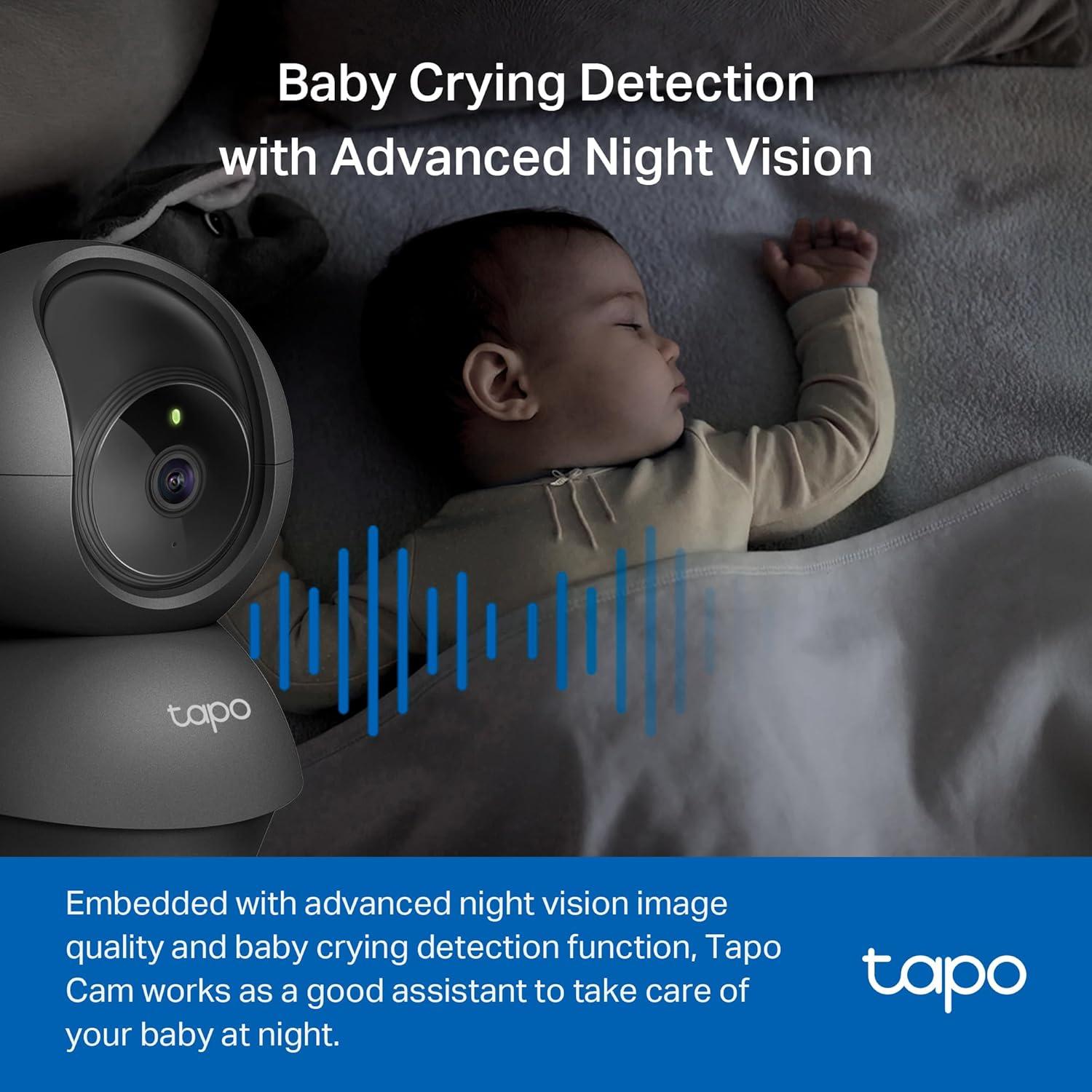 imageTapo 1080p PanTilt IndoorOutdoor Security Camera  Free PersonBaby Cry Detect ampamp Motion Track 360 Pan Color Night Vision SDCloud Storage Works wAlexa ampamp Google Home HybridCam 360Black