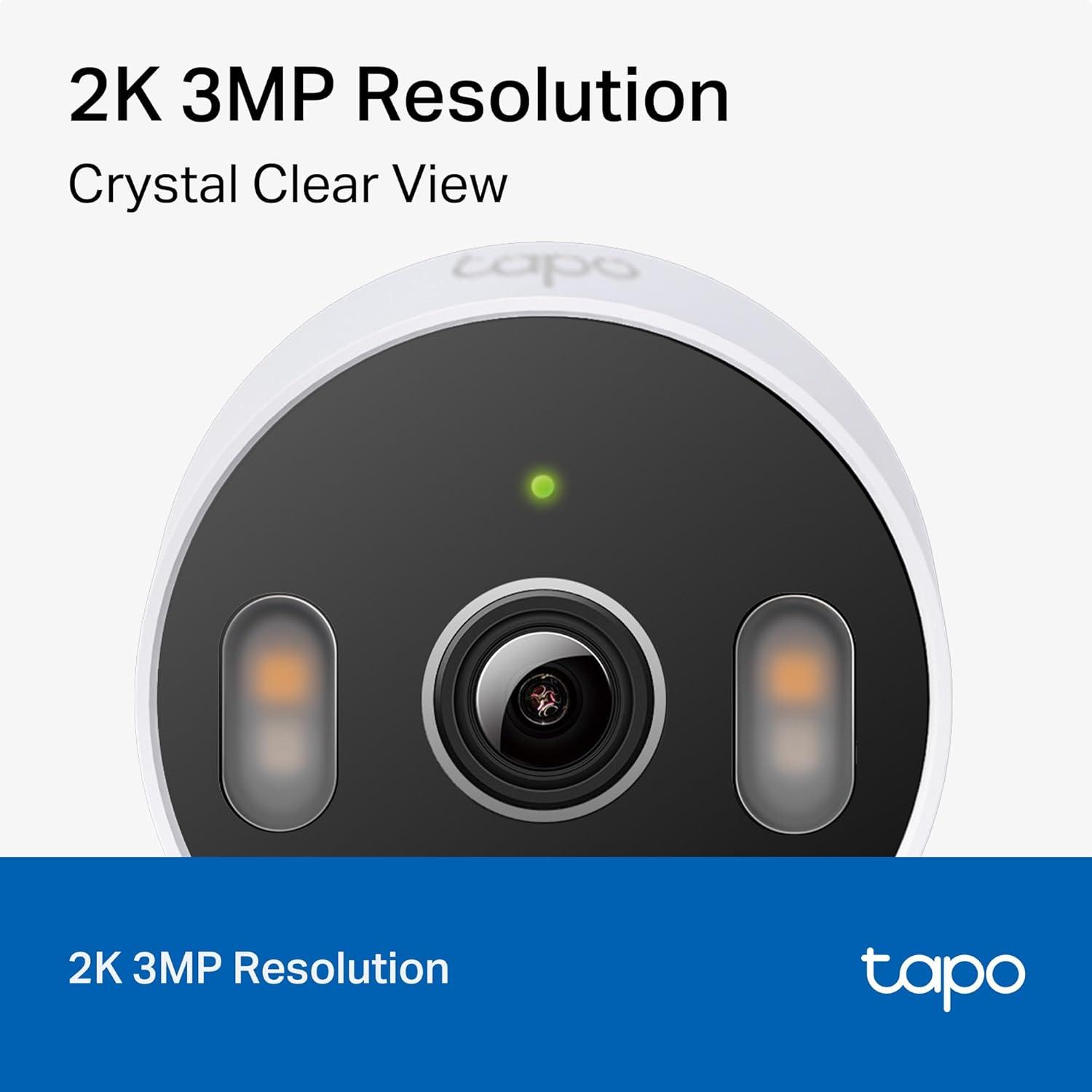 imageTapo 2K 3MP IndoorOutdoor Security Camera  Free PersonMotionBaby Cry Detection Color Night Vision IP65 Weatherproof SDCloud Storage Works wAlexa ampamp Google Home HybridCam2K 3MP  White