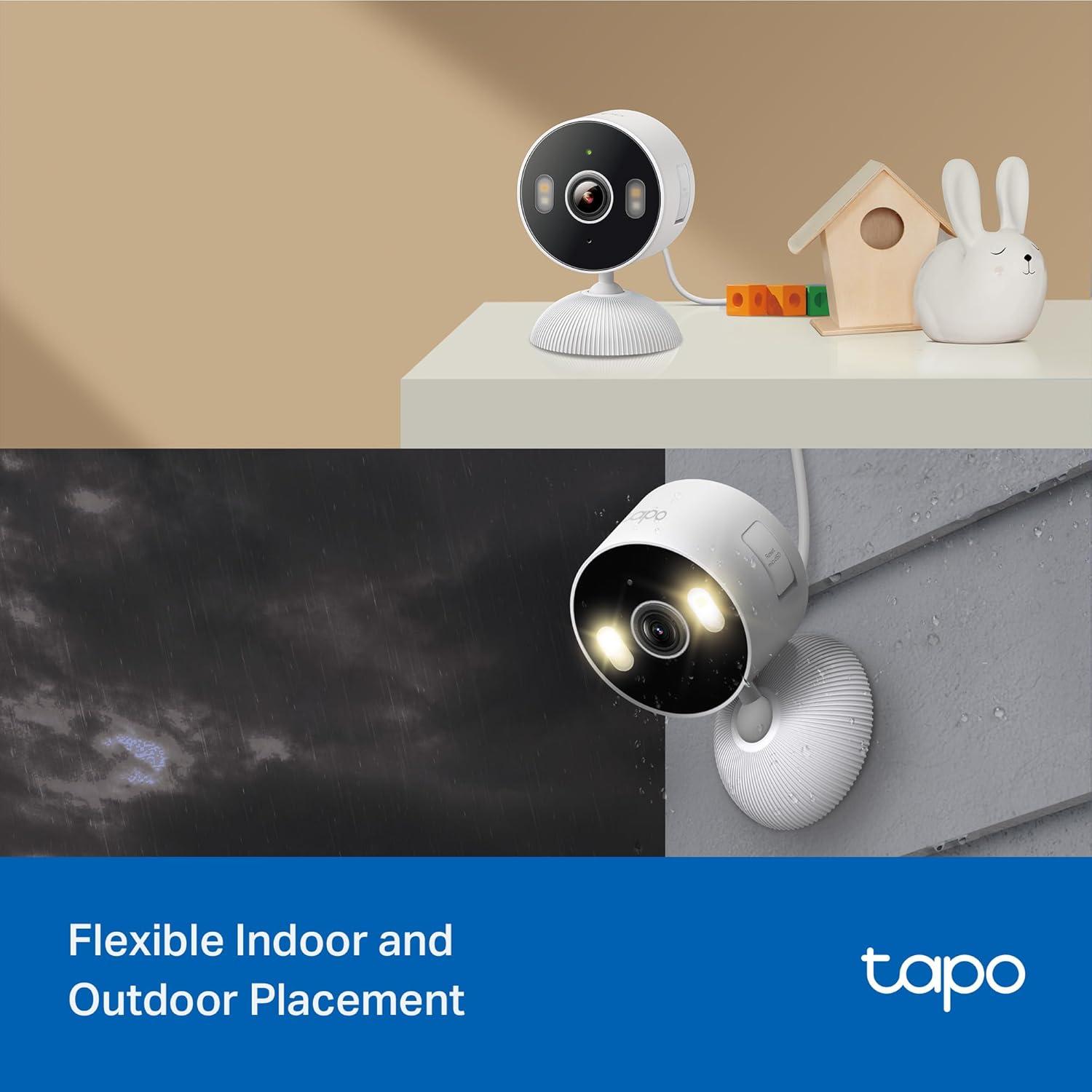 imageTapo 2K 3MP IndoorOutdoor Security Camera  Free PersonMotionBaby Cry Detection Color Night Vision IP65 Weatherproof SDCloud Storage Works wAlexa ampamp Google Home HybridCam2K 3MP  White