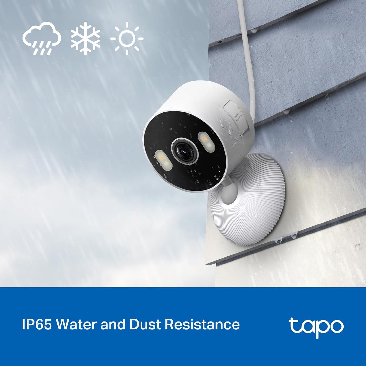 imageTapo 2K 3MP IndoorOutdoor Security Camera  Free PersonMotionBaby Cry Detection Color Night Vision IP65 Weatherproof SDCloud Storage Works wAlexa ampamp Google Home HybridCam2K 3MP  White