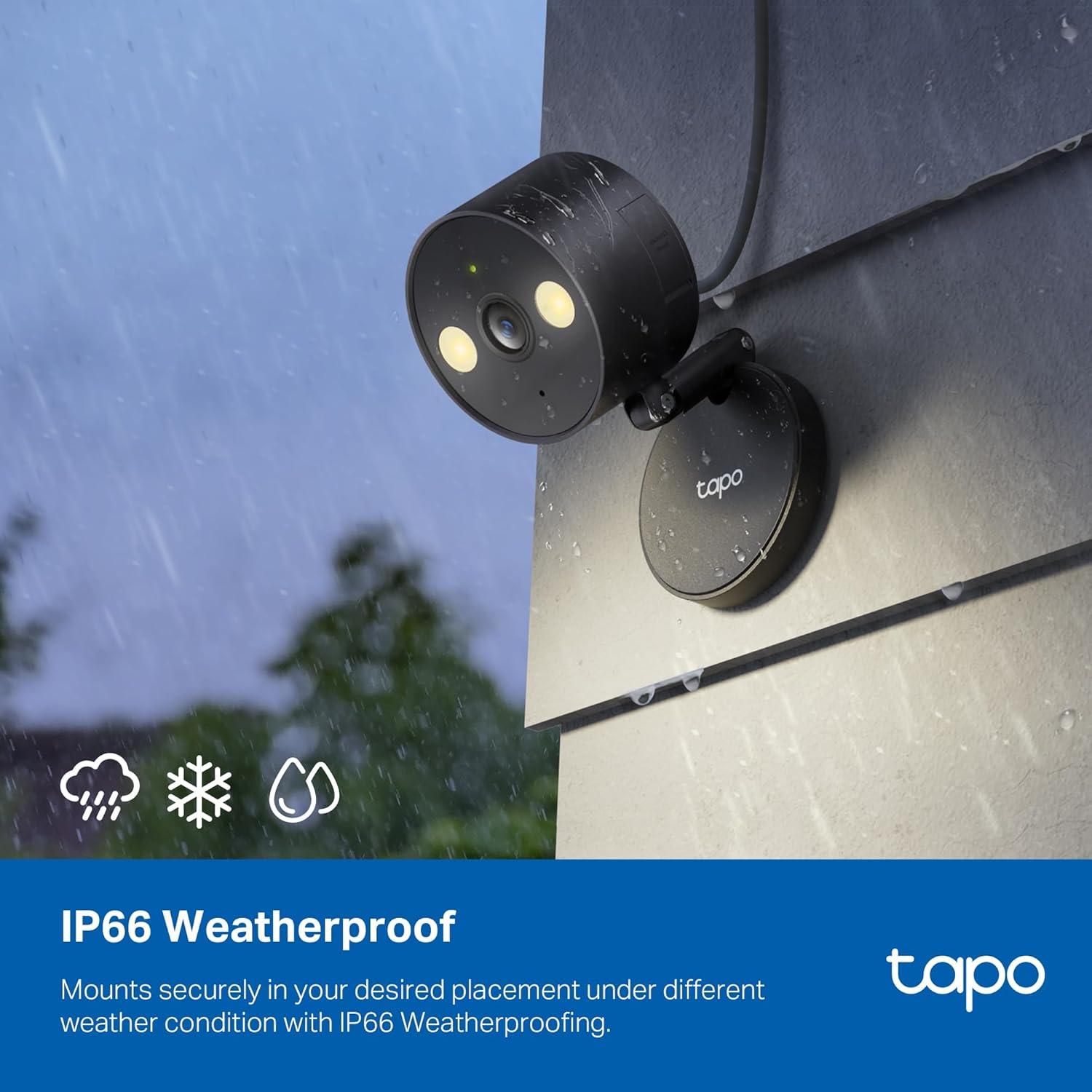 imageTapo 2K 3MP IndoorOutdoor Security Camera  Free PersonMotionBaby Cry Detection Color Night Vision IP65 Weatherproof SDCloud Storage Works wAlexa ampamp Google Home HybridCam2K 4MP  Black