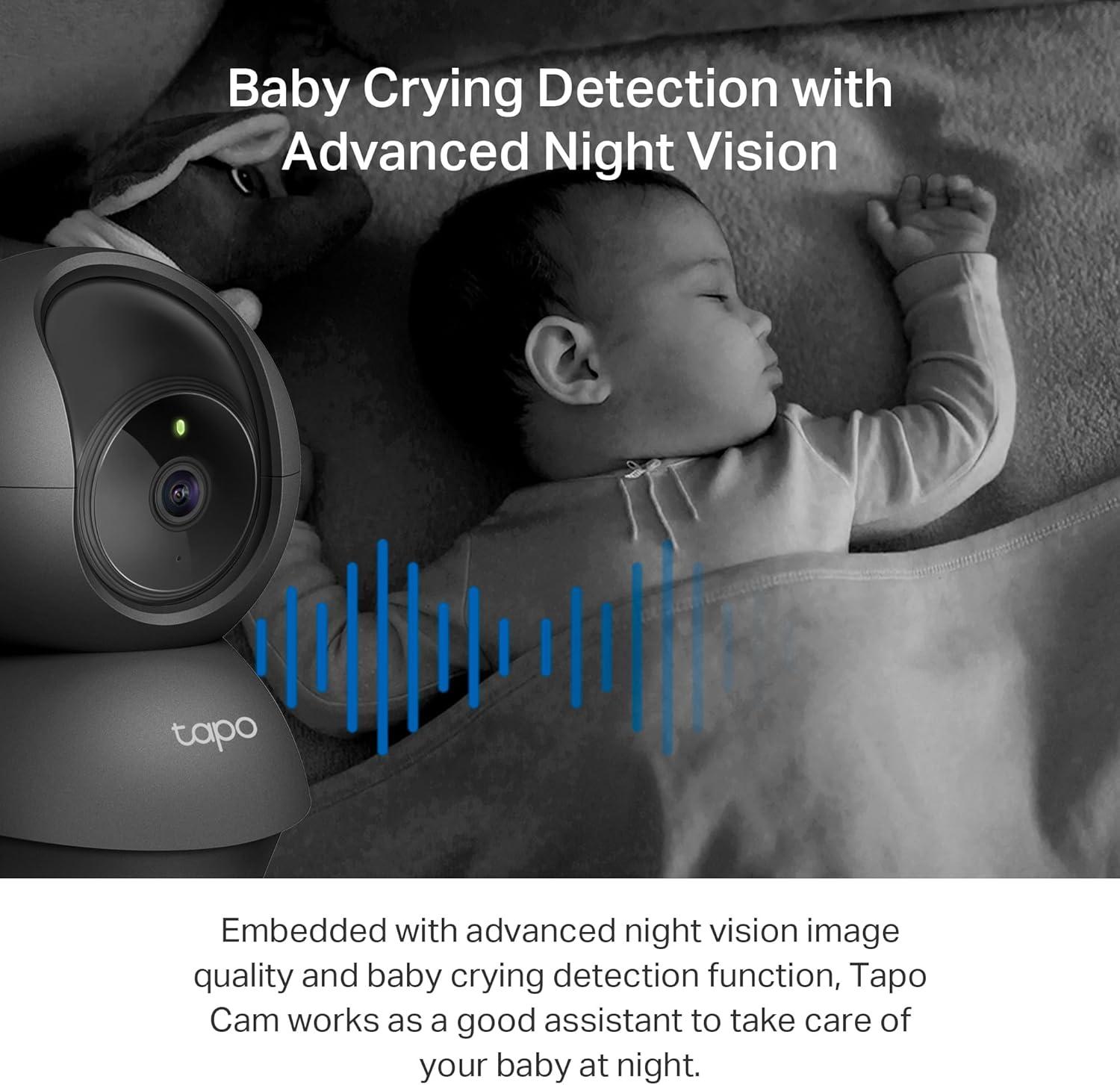 imageTapo 2K 3MP PanTilt IndoorOutdoor Security Camera  Free PersonBaby Cry Detect ampamp Motion Track 360 Pan Color Night Vision SDCloud Storage Works wAlexa ampamp Google Home HybridCam 360Black